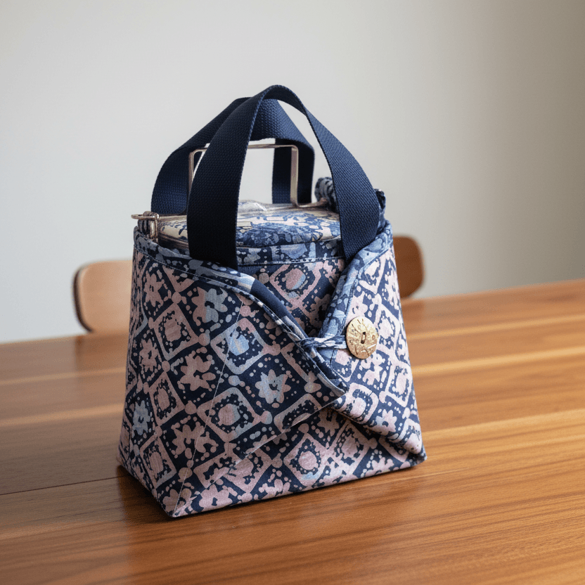 Decoupage 3-tier Tiffin with Batik Carrier