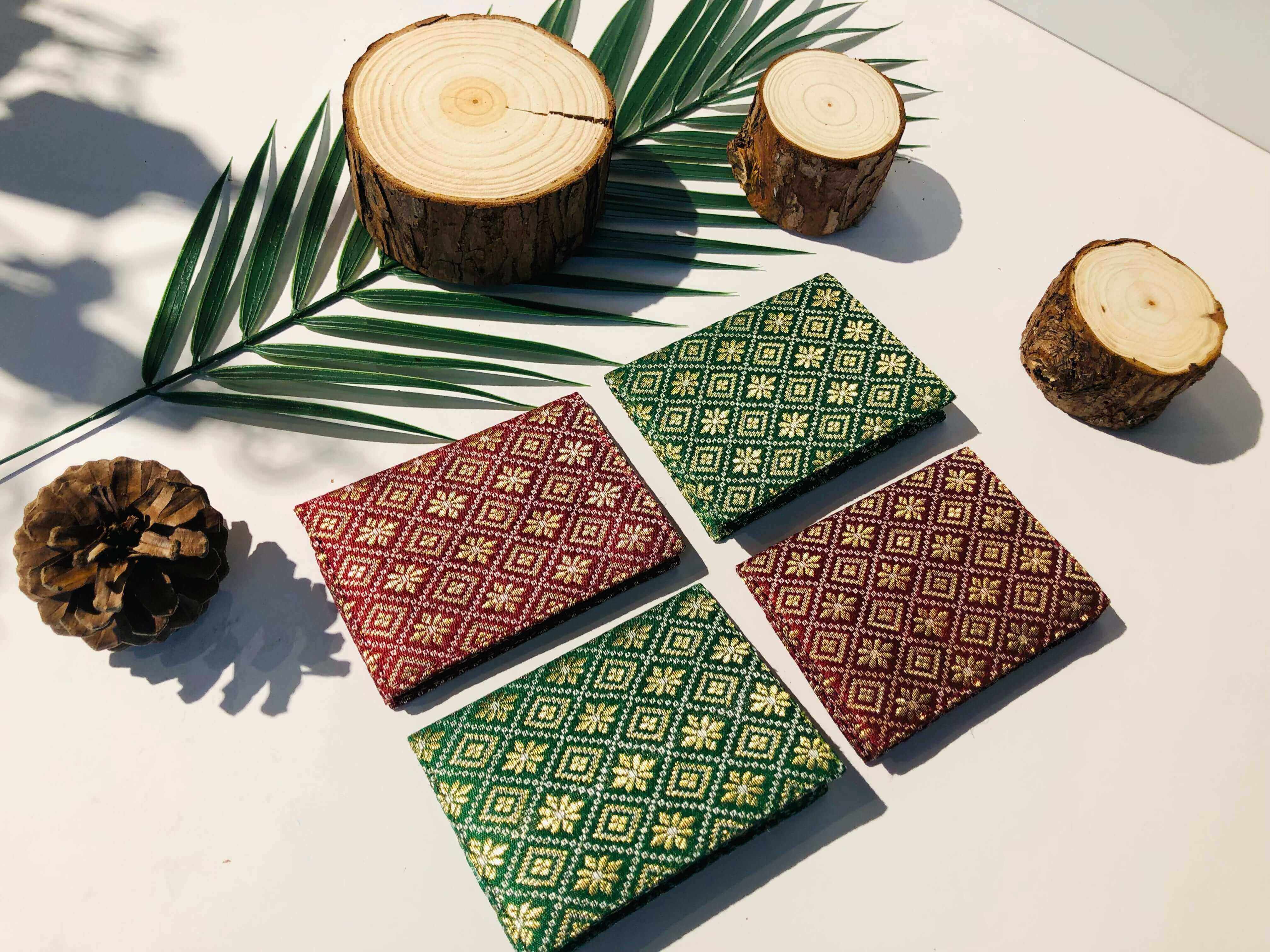 Songket Business Card Holder (Green Songket) – Earth Heir