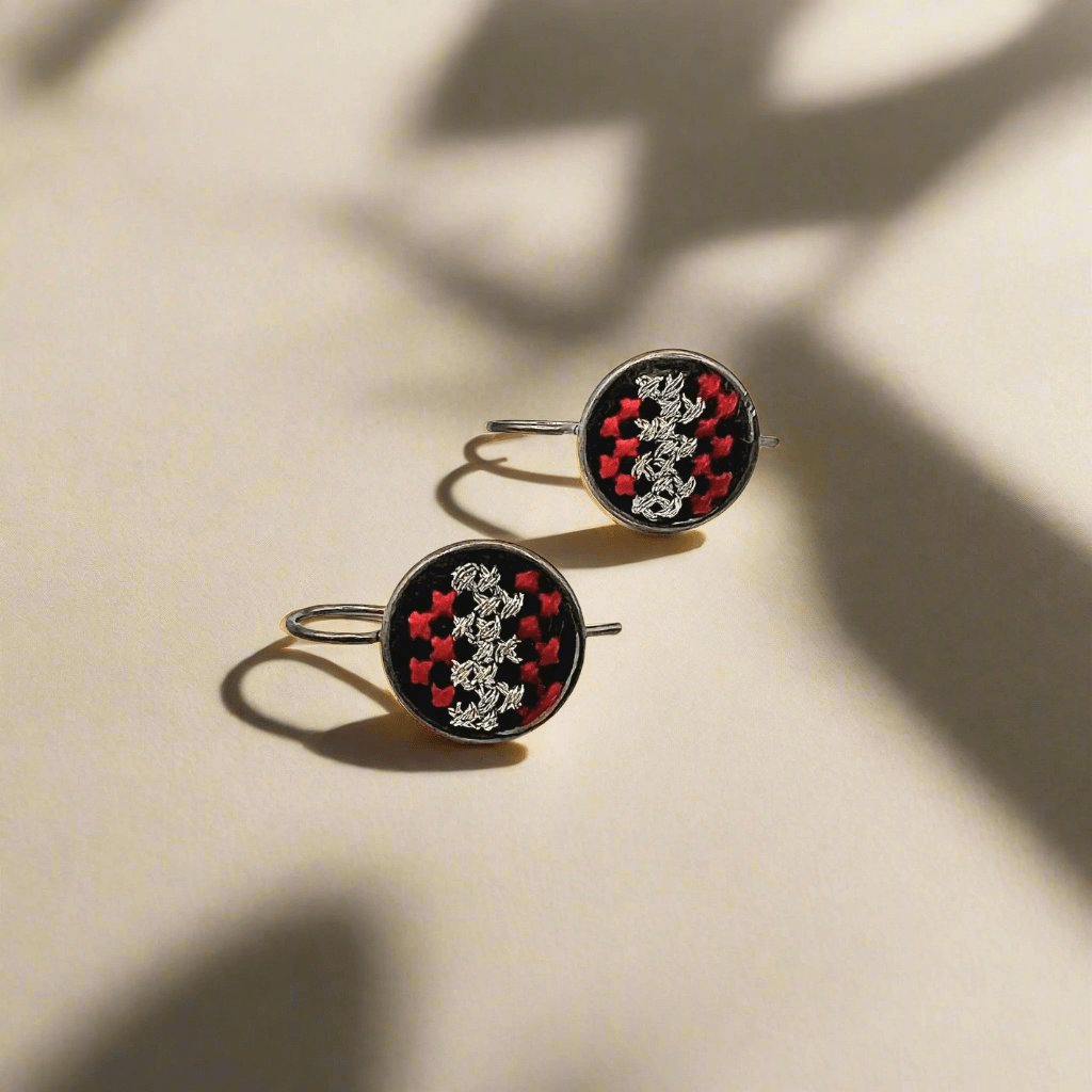Nuusum Red Silver-Plated Dainty Christmas Earrings