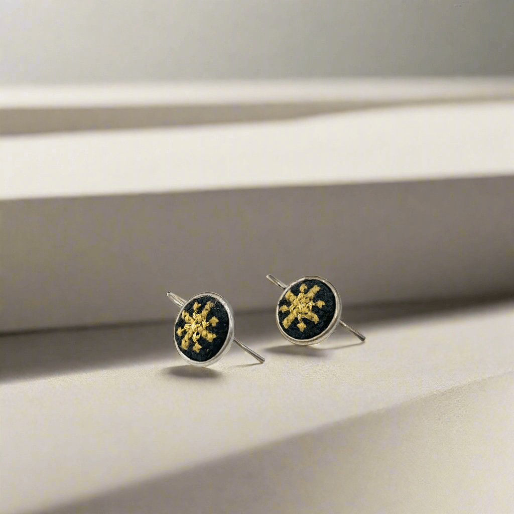 Arabesque Olive Green Silver-Plated Dainty Raya Earrings