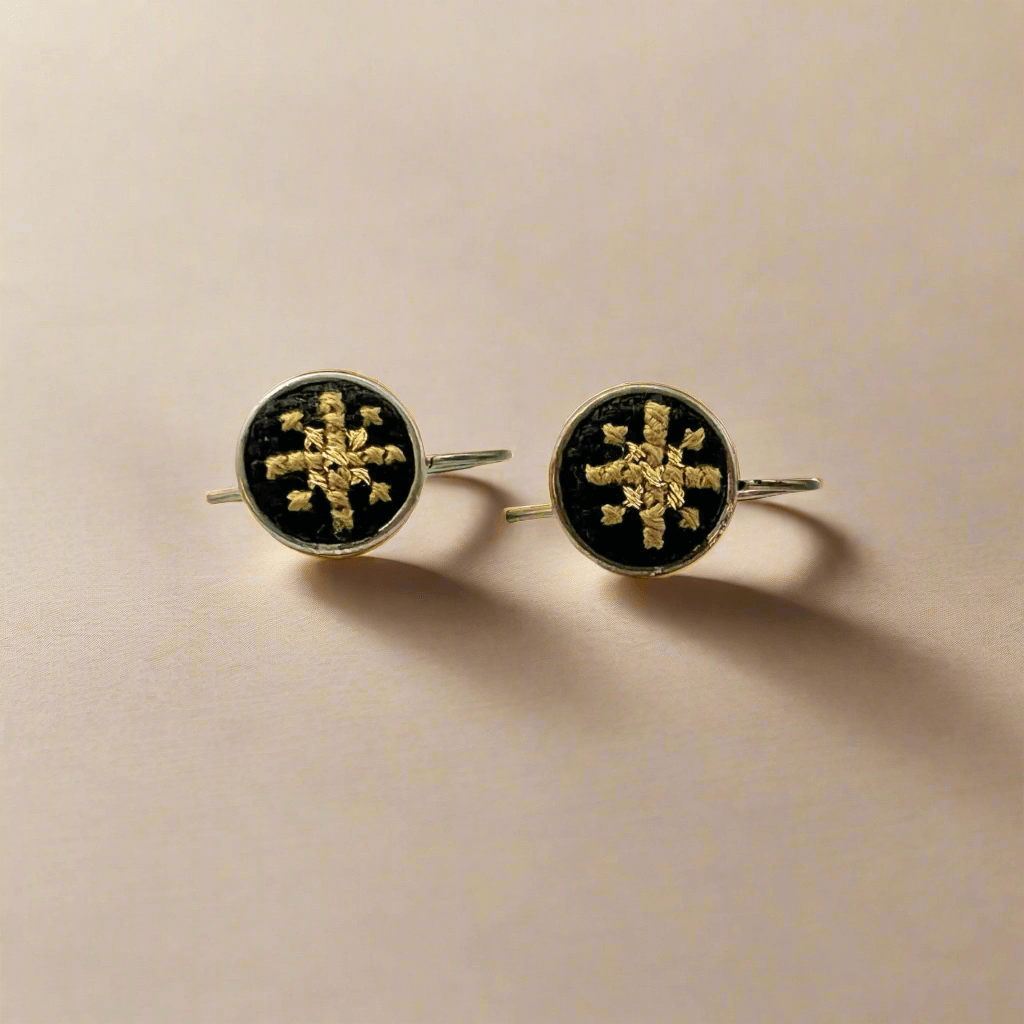 Arabesque Olive Green Silver-Plated Dainty Raya Earrings