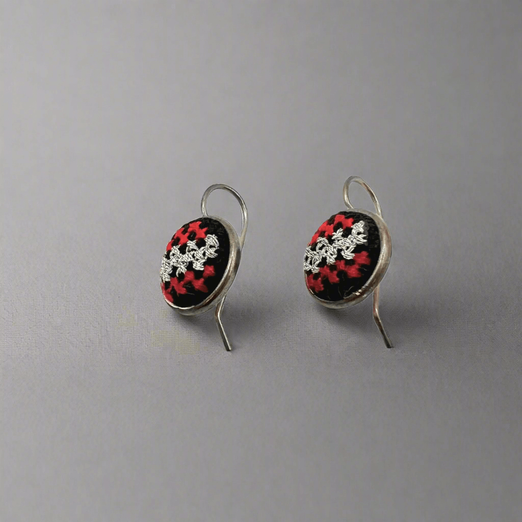 Nuusum Red Silver-Plated Dainty Christmas Earrings
