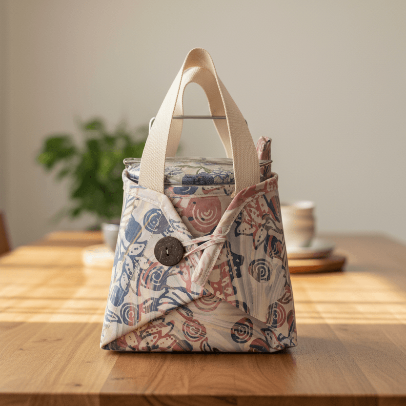 Decoupage 3-tier Tiffin with Batik Carrier