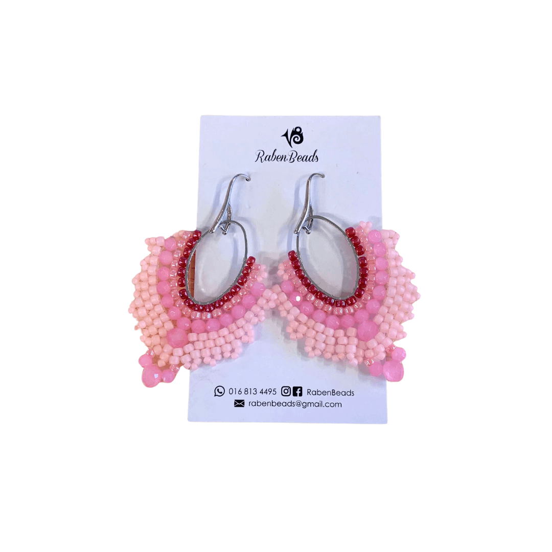 RabenBeads : Pink Medium Size TDrop Earrings