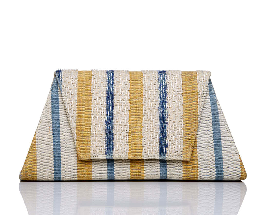 Ikat Luxury Clutch - Yellow Blue