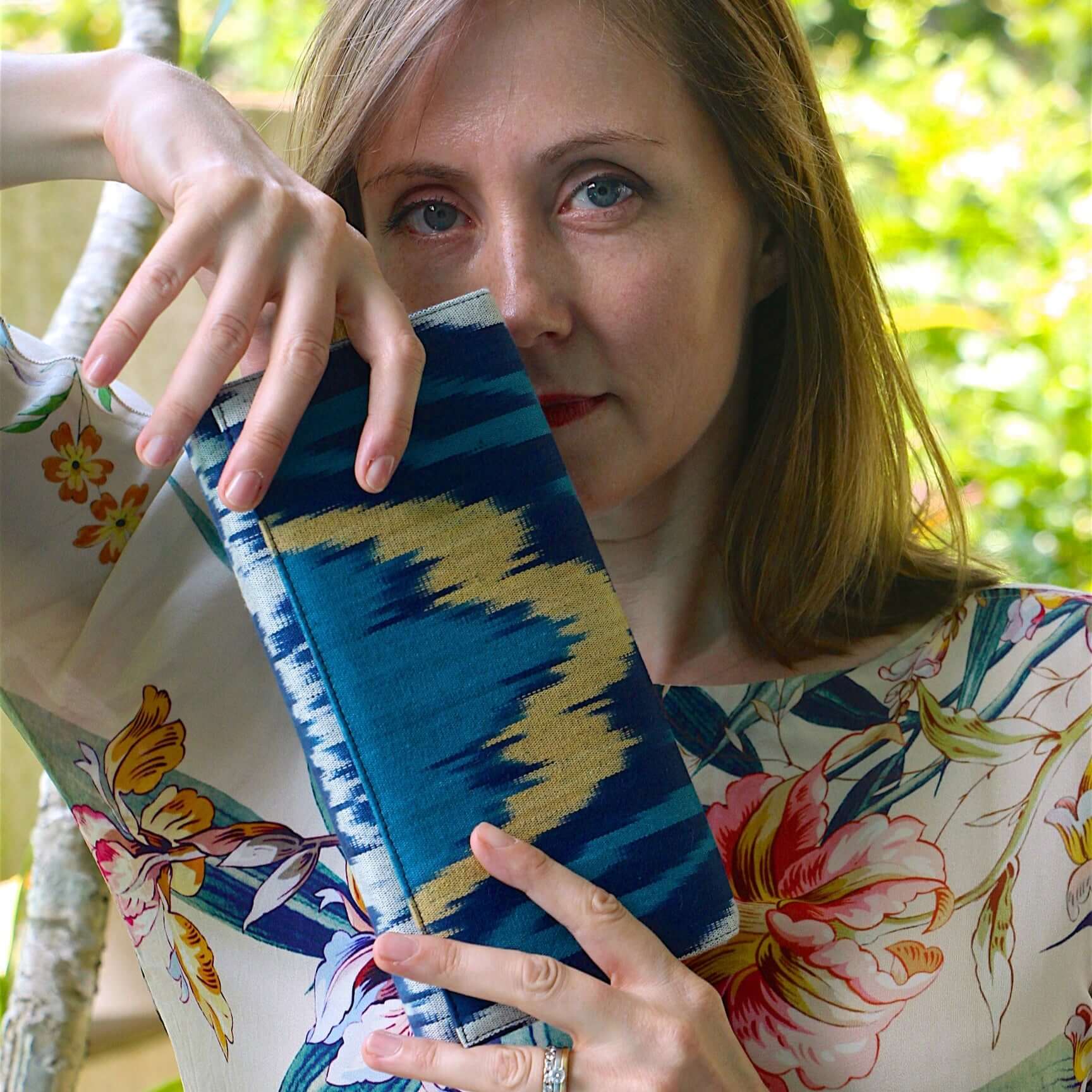 Ikat Luxury Clutch - Blue Gold