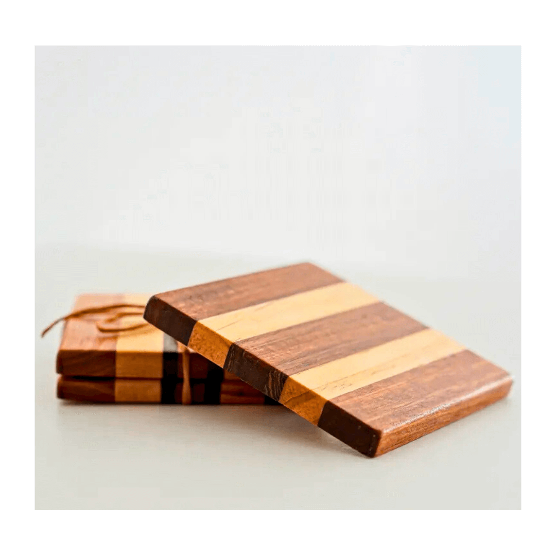 Dignity: Trio-Stripe Wooden Coasters (Set of 2)