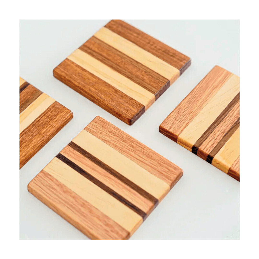 Dignity: Trio-Stripe Wooden Coasters (Set of 2)