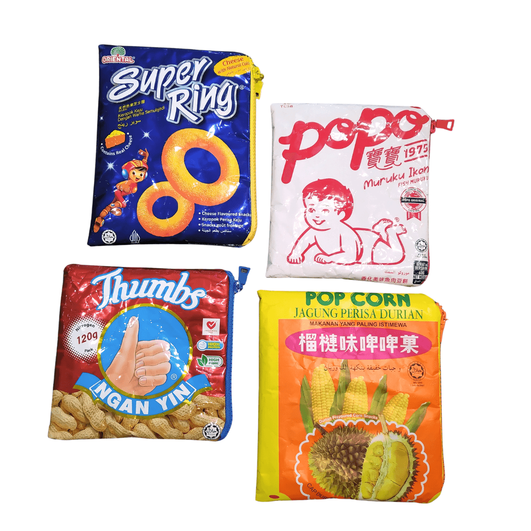 Upcycled Malaysian Snack Wrapper Pouch