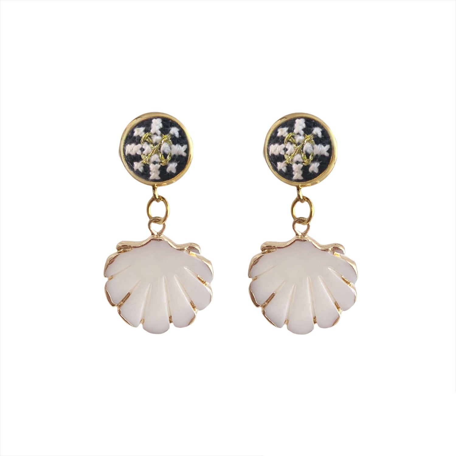 An image of the EarthHeir_ArabesqueBlack_SeashellEarrings_001.jpg by Earth Heir