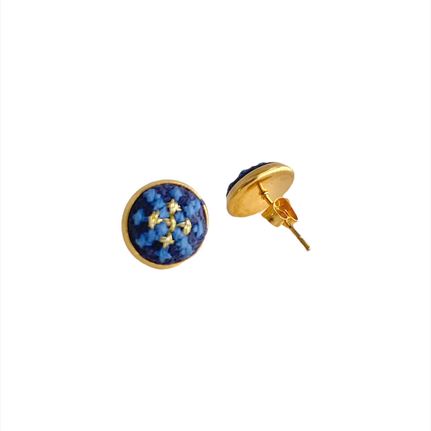 An image of the EarthHeir_ArabesqueBlue_Mahi-MahiStudsEarrings_002.jpg by Earth Heir