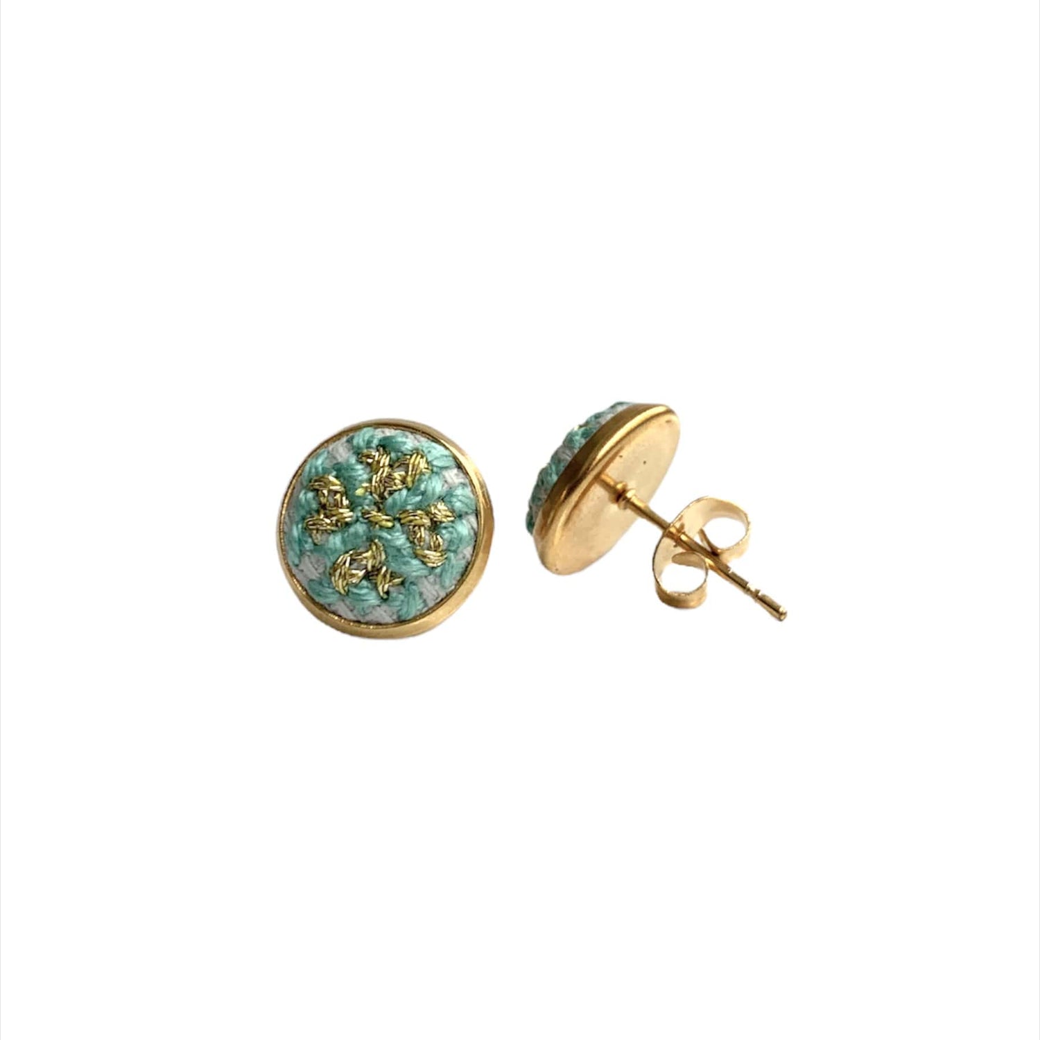 An image of the EarthHeir_Teal_Mahi-MahiStudsEarrings_002.jpg by Earth Heir