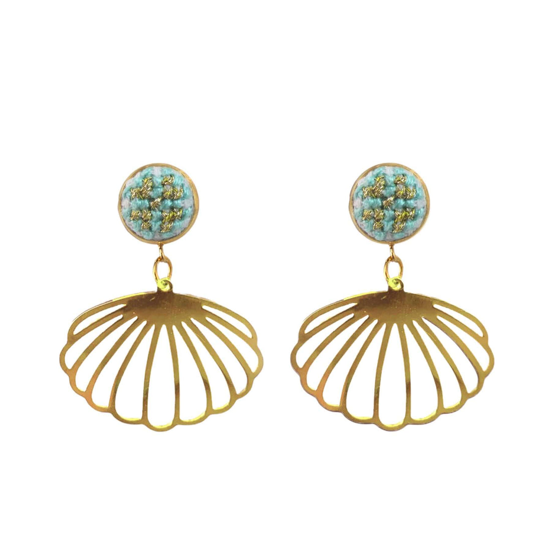 An image of the EarthHeir_Teal_OysterEarrings_001.jpg by Earth Heir