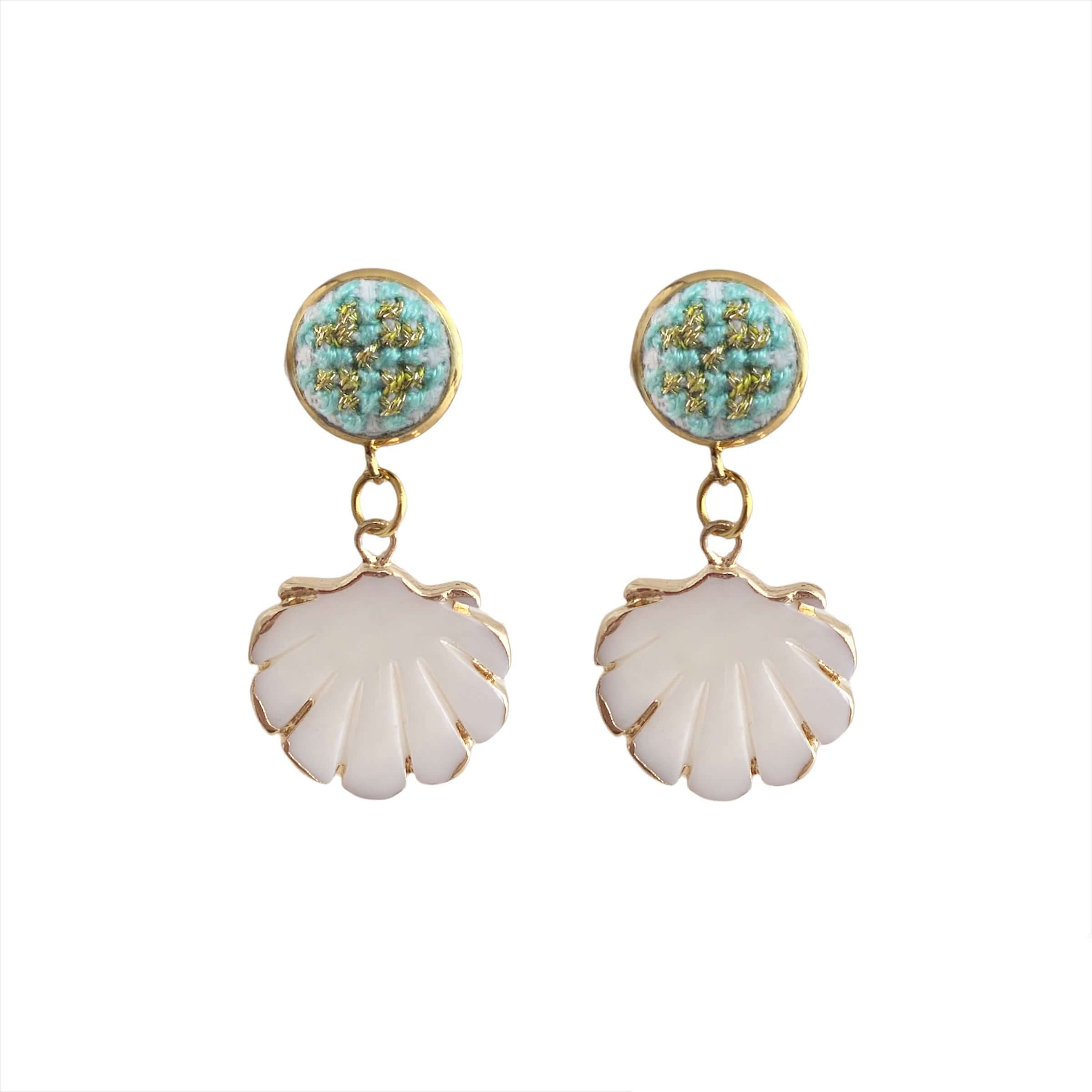 An image of the EarthHeir_Teal_SeashellEarrings_001.jpg by Earth Heir