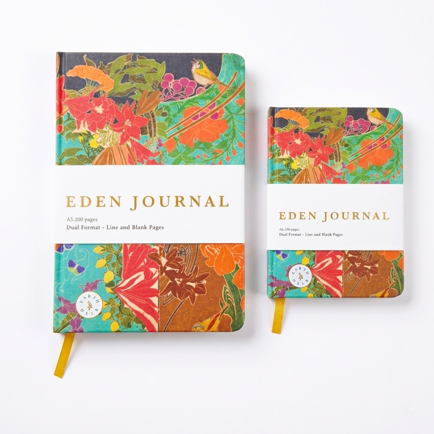 Eden Journal Notebook 200 pages - Dual Design ( 1 page lined 1 page blank )
