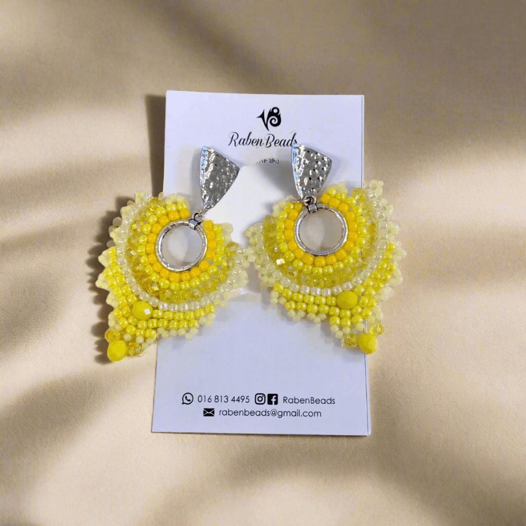 RabenBeads : Yellow TDrop Statement Earrings