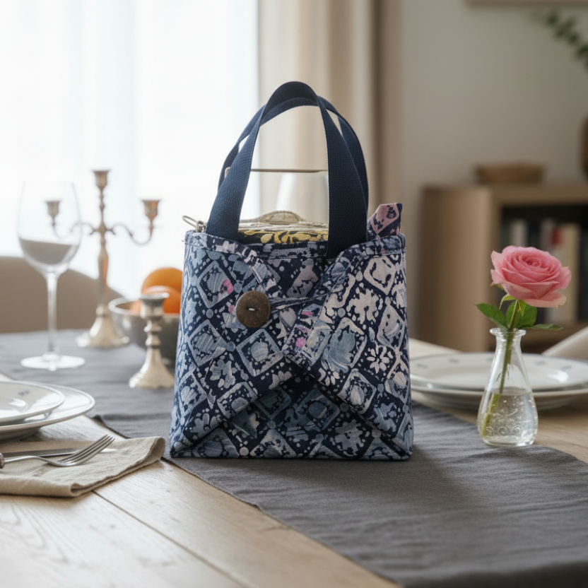 Decoupage 3-tier Tiffin with Batik Carrier