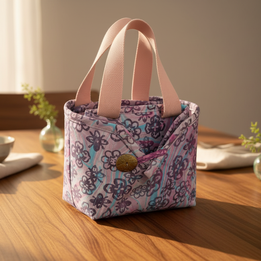 Decoupage 3-tier Tiffin with Batik Carrier