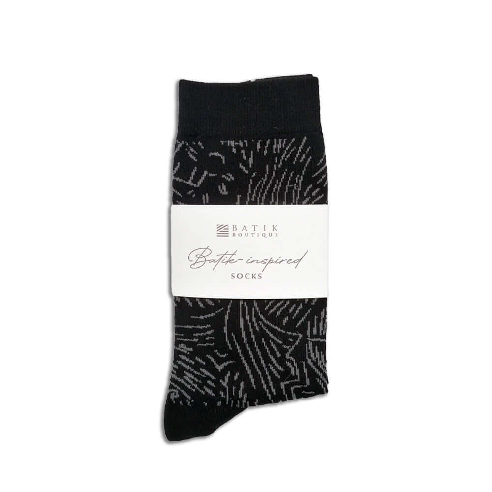 An image of the BatikBoutique_BatikSocks_BlackDriftwood_Model5_c109a318-6fee-4d29-bd3e-e1a1f5998cd5.jpg by Earth Heir