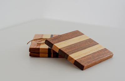 Dignity: Trio-Stripe Wooden Coasters (Set of 2)