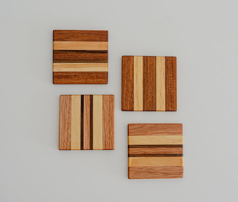Dignity: Trio-Stripe Wooden Coasters (Set of 2)