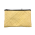 A rectangular woven straw clutch pouch with a black zipper closure, shown against a plain white background.