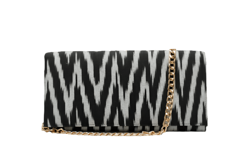 Ikat Luxury Clutch - Black White