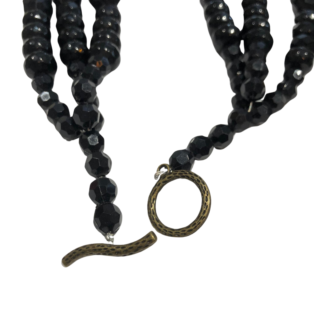 Disco Beads Black Statement Necklace
