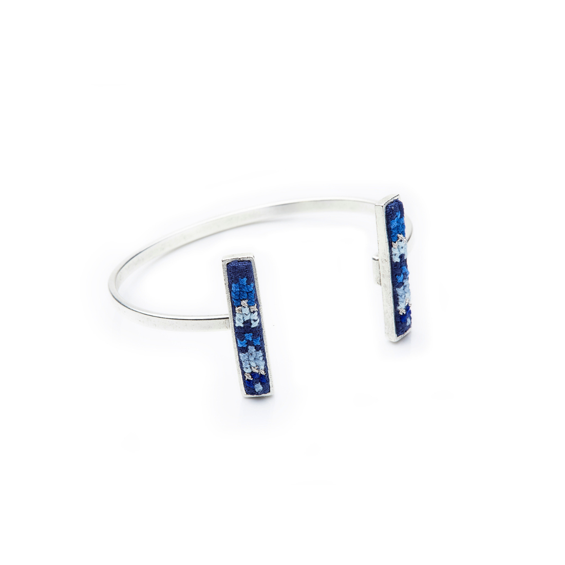 GLOW Nuusum Blue Silver-Plated Cuff Bangle