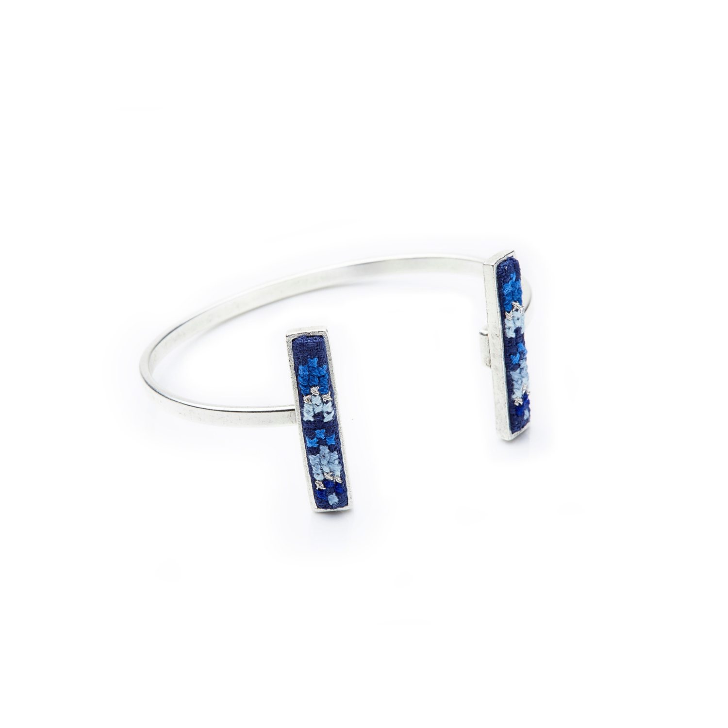 GLOW Nuusum Blue Silver-Plated Cuff Bangle