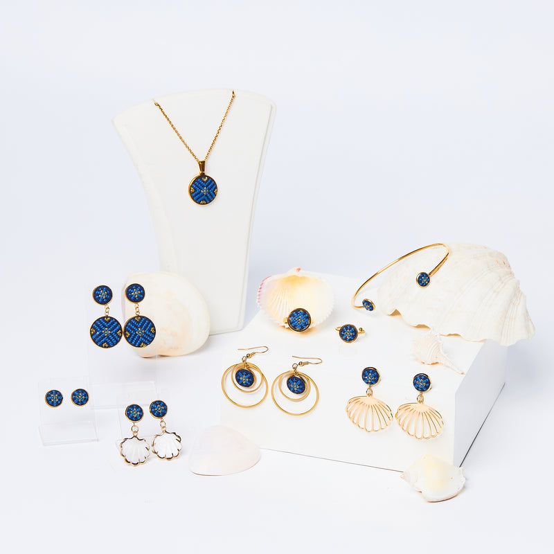 Seashell Earrings - Arabesque Blue
