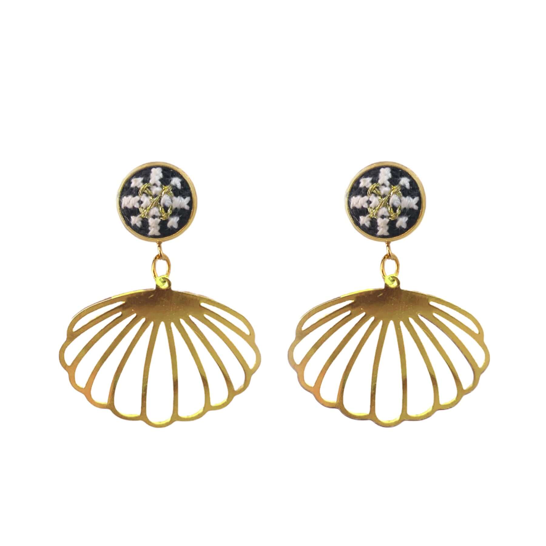 An image of the EarthHeir_ArabesqueBlack_OysterEarrings_001.jpg by Earth Heir