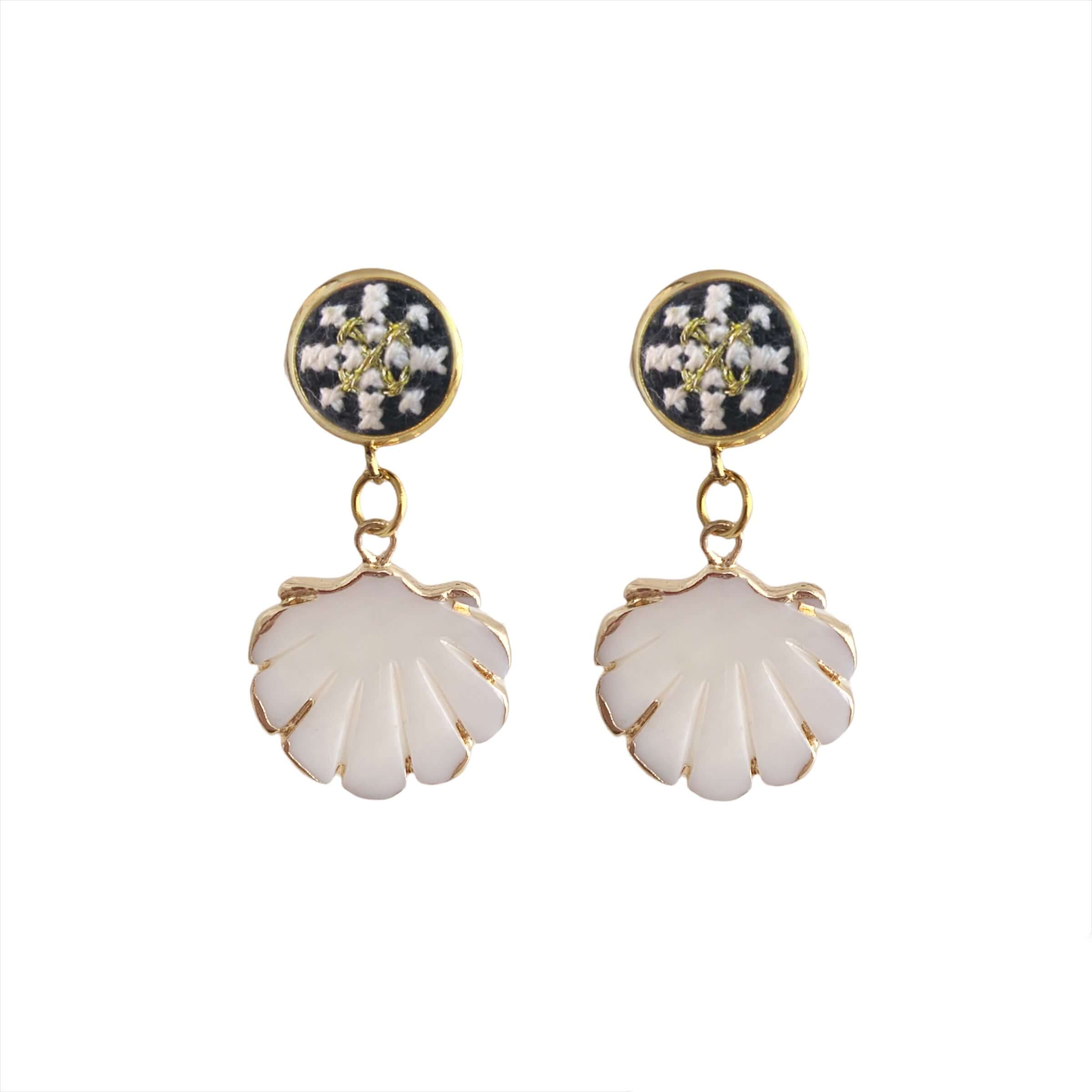 An image of the EarthHeir_ArabesqueBlack_SeashellEarrings_001.jpg by Earth Heir